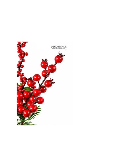 Yılbaşı Süsü Pike Dal Narlı Berry Ve Kozalaklı Kırmızı 33 Cm Diğer