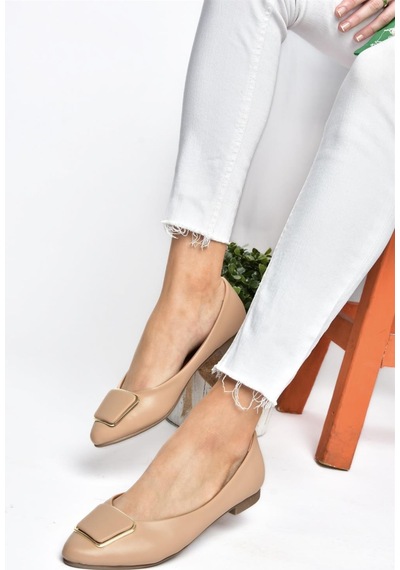 Fox Shoes P726776309 Ten Toka Aksesuarlı Kadın Babet Ten Rengi