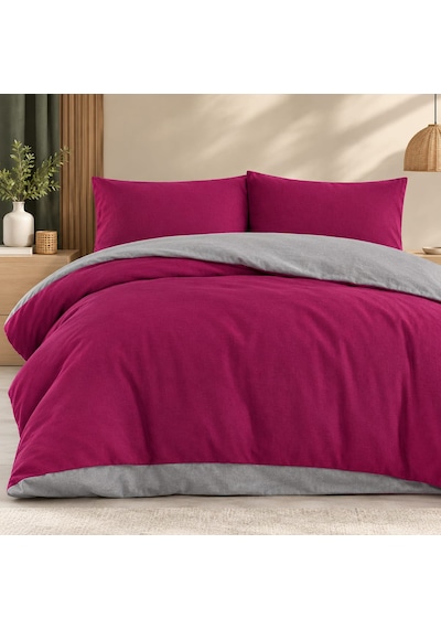 Lux Comfort Düz Renk Çift Kişilik Nevresim Takımı Çift Renkli Yumuşak Dokulu 200x220 Cm 4 Parça Vişne