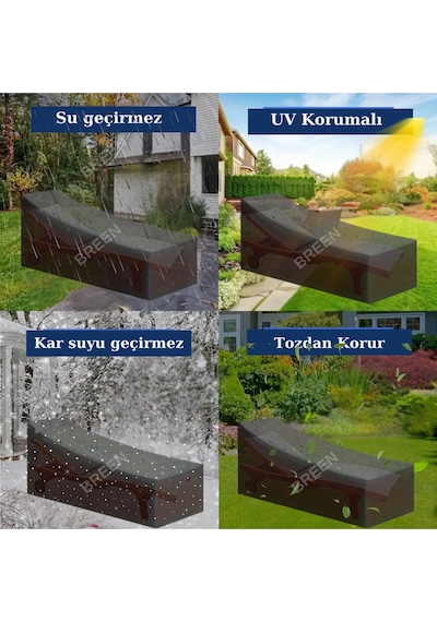 Siyah Şezlong Koruma Örtüsü, Koruyucu Kılıf, Su Geçirmez, Güneşten Korur, Toz Ve Kir Önleyici Branda Siyah