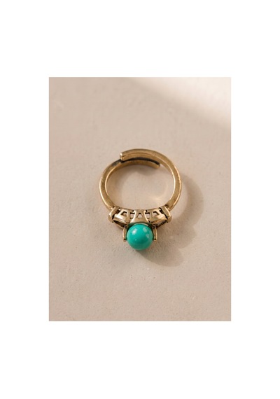 Esoo Jewelry Vintage Taşlı Bohem Ayarlanabilir Kadın Yüzük Antik Pirinç - Turkuaz