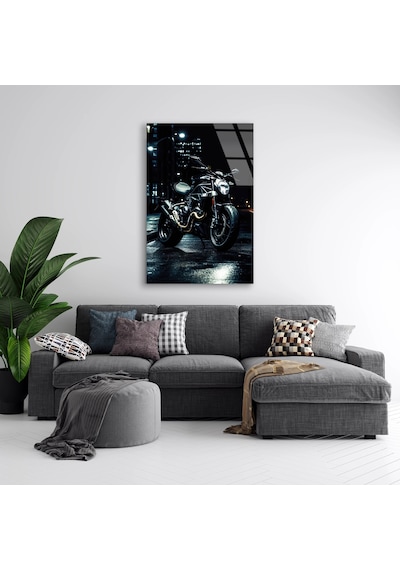Streetfighter Motosiklet Gece - Cam Tablo - Deg0492 80 X 125 Cm