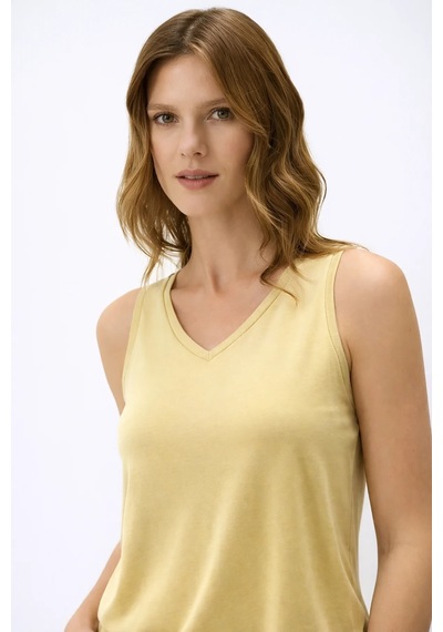 Fashion Friends V Yaka Kadın Atlet 26y0399k1 Sarı