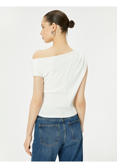Koton Tek Omuz Üst Omzu Açık Drapeli Slim Fit Pamuklu Ekru 4sal30227ık Ekru