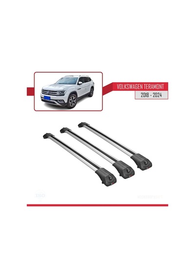 Volkswagen Teramont 2018 Ve Sonrası İle Uyumlu Ace-1 Ara Atkı Tavan Barı Gri 3 Adet Bar