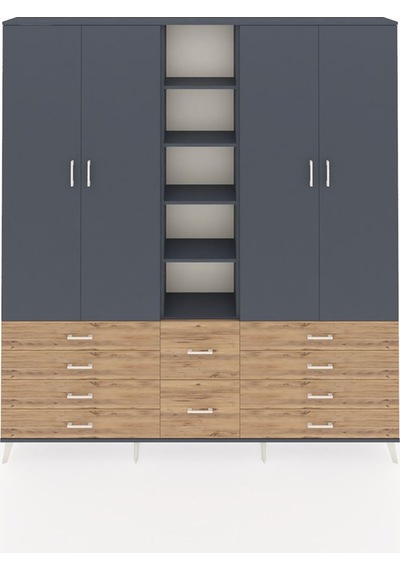 Arges Dolap 9 Raflı 10 Çekmeceli 2 Askılı 220x30x243 Antrasit-antrasit/çam Antrasıt/atlas Çam Arges Dolap 9 Raflı 10 Çekmeceli 2 Askılı 220x30x243 Antrasit-antrasit/çam Antrasıt/atlas Çam
