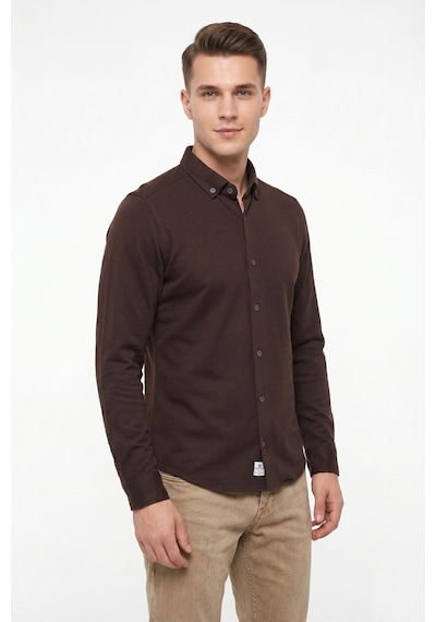 Advante Erkek Spor Slim Fit Uzun Kol Petek Dokulu Gömlek Bgl-st05483 Kahverengi