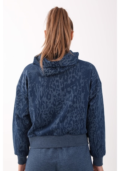 Maraton Sportswear Oversize Kadın Kapşonlu Uzun Kol Basic Navymelanj Sweatshirt 21423-navymelanj
