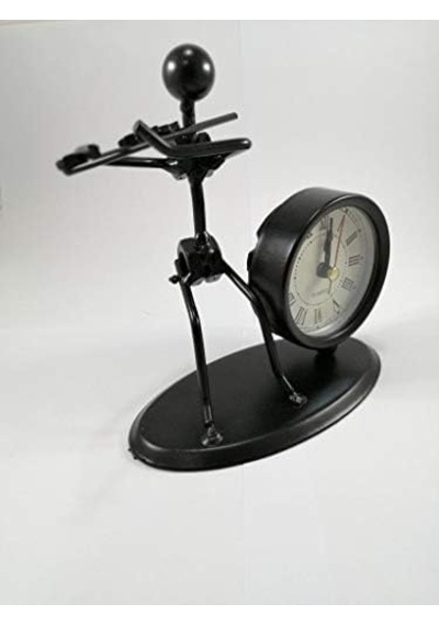 Sume Yan Flüt Çalan Metal Adam Masa Saati Ev Ofis Dekor Süs 0240-beyaz-şekilli-48cm