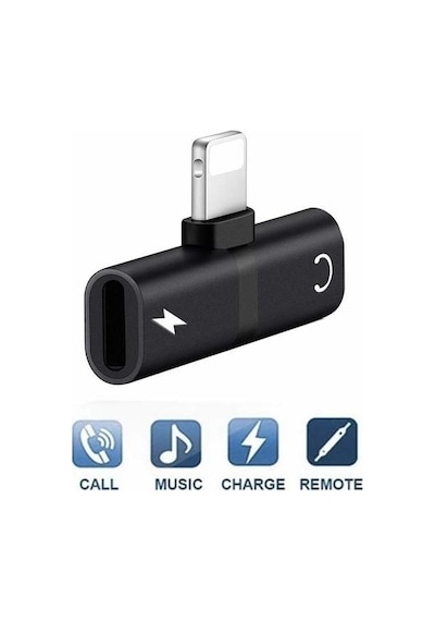 Apple Uyumlu iPhone  Lighting Kare Giriş Kulaklık Ve Şarj Çoklama Başlık Adaptör