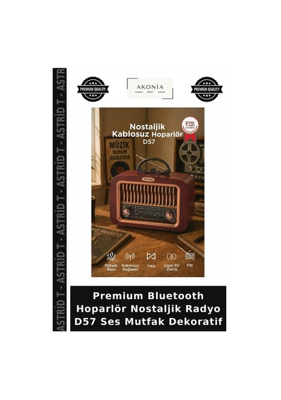Premium Bluetooth Hoparlör Nostaljik Radyo D57 Ses Mutfak Dekoratif