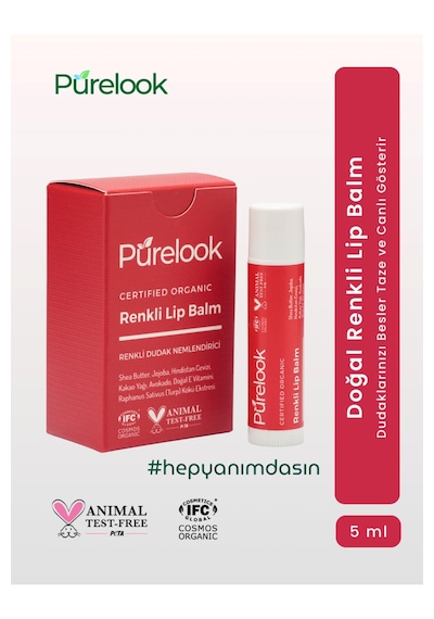 Purelook Organik Sertifikalı Renkli Dudak Balmı 5 ML