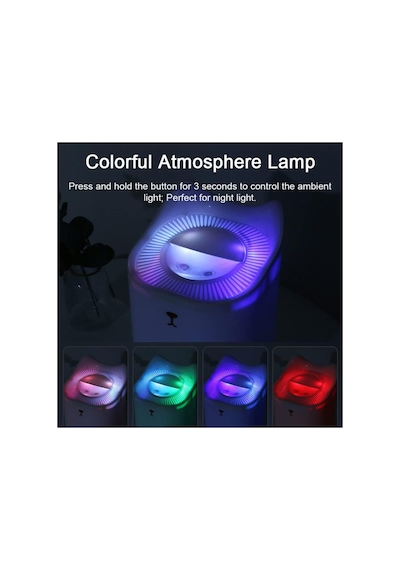 3 Litre Oda Hava Nemlendirici Çift Nozul Humidifier Rgb Led Işıklı Buhar Makinesi