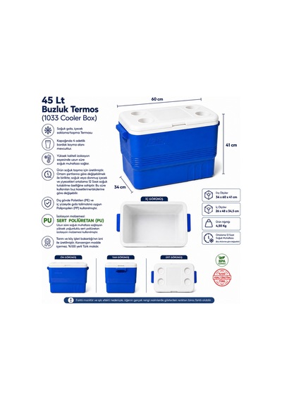 45 Lt Buzluk Termos 1033 Cooler Box -7 Mavi