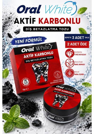 Oral White Aktif Karbonlu Diş Beyazlatma Tozu  50 G