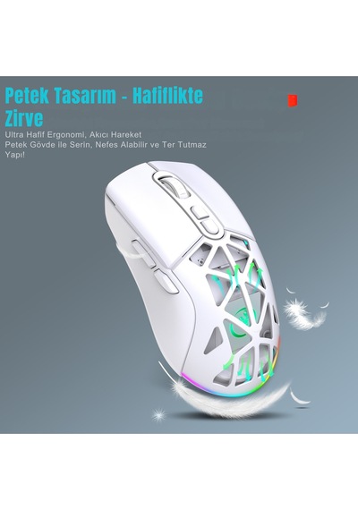 T26 Çift Modlu 2.4g Bt5.1 Kablosuz Oyun Mouse 4800 Dpı Ayarlanabilir Ergonomik Optik Gamer Mouse Diğer
