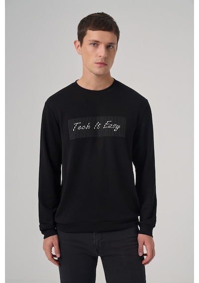 Morven Erkek Siyah Trend Baskılı Bisiklet Yaka Sweat-shirt 26ks063014001 Siyah