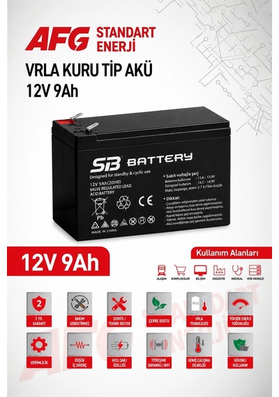Sb Battery 12v 9ah Bakımsız Kuru Akü