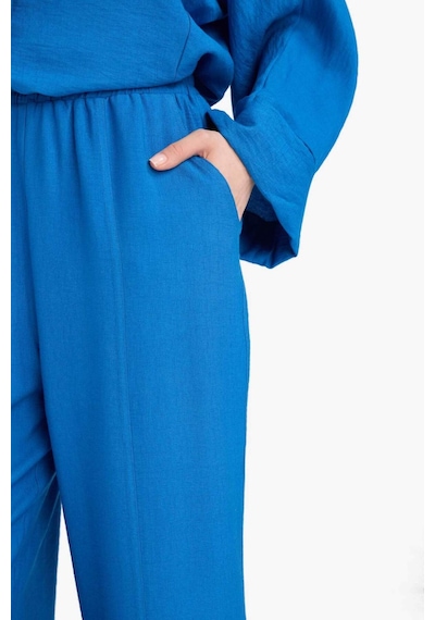 Defacto Harem Keten Karışımlı Geniş Paça Pantolon D9732ax25smbe43 Mavi