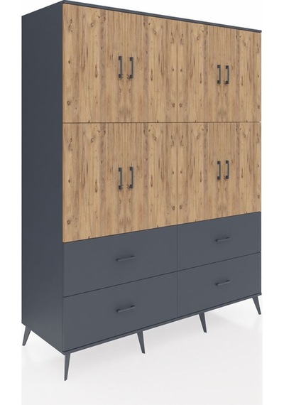 Kronos Gardrop 8 Raflı 4 Çekmeceli 8 Kapaklı 176x59x221 Antrasit-çam/antrasit Çam/antrasit Kronos Gardrop 8 Raflı 4 Çekmeceli 8 Kapaklı 176x59x221 Antrasit-çam/antrasit Çam/antrasit