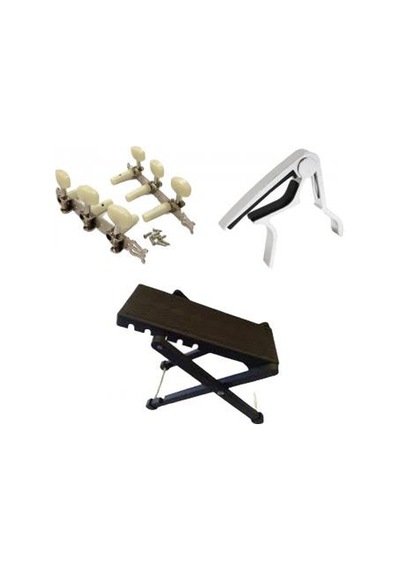 3 Lü Set-Gitar Ayaklık Footstol Gitar Kapo Klasik Gitar Burgu Set