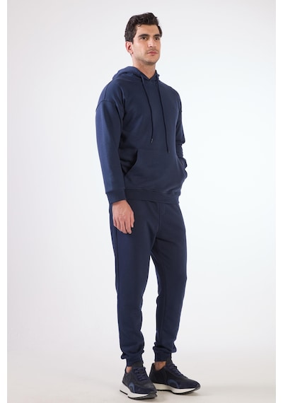 Dufy Lacivert Kapüşonlu Kanguru Cepli Regular Fit Erkek Sweatshirt Lacivert