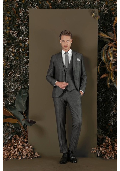 Efor Tk 876 Slim Fit Füme Klasik Takım Elbise Füme
