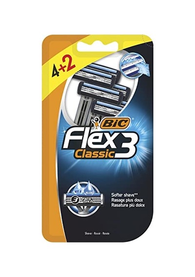 Flex 3 Erkek Tıraş Bıçağı 6'li Blister 3 Bıçak , Birbirinden Bağımsız Hareket Edebilen 3 Bıçak, Oynar Baş