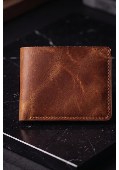 Luvo Hakiki Dana Derisi El Yapımı 10 Kart Bölmeli Unisex Minimalist Cüzdan Kartlık İnce Kompakt Kağıt Para Ve Kart Bölmeli Cüzdan Taba