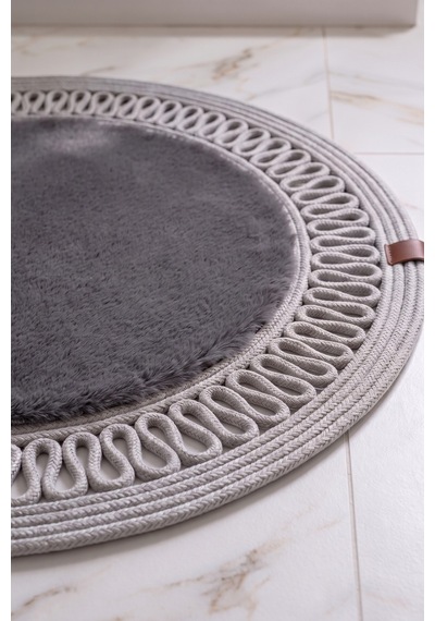 Banyo Paspası Takımı 60x100+60x60 Cm İç Trikot Antrasit Gri & Gümüş