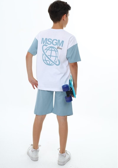 Trendimizbir Erkek Çocuk Msgm Baskılı Şortlu Takım-5873-Mavi