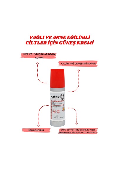 Natexia Sivilce Karşıtı Anti-sebium Güneş Koruyucu Losyon SPF50+ 100 Ml