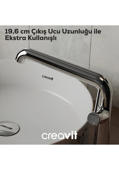 Creavit Flow Lavabo Banyo Eviye Bataryası 3'lü Set FL1500-FL2500-FL8500 Krom