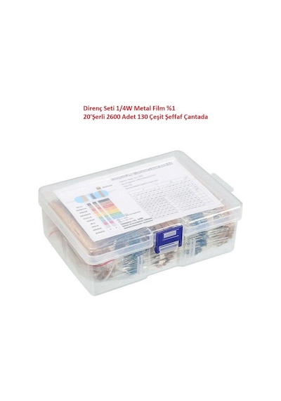 Direnç Seti 1/4w Metal Film %1 20'şerli 2600 Adet 130 Çeşit Şeffaf Çantada