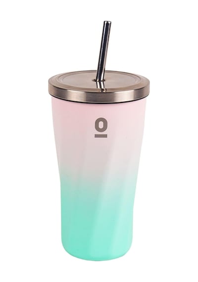 Paslanmaz Çelik Renk Geçişli Pipetli Mug Termos 500 Ml No:79 Çok Renkli