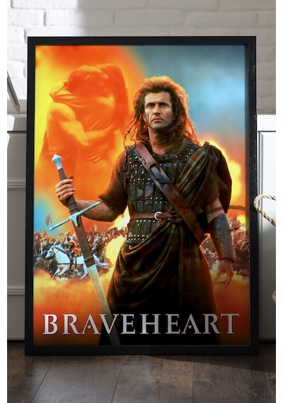 Braveheart Cesur Yürek Siyah Ahşap Çerçeveli Poster, Dekoratif Dizi Duvar Tablosu