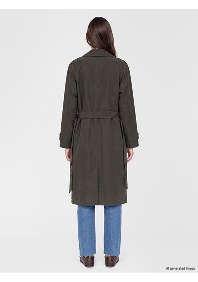 Lcw Modest Haki Kuşaklı Kadın Gabardin Trençkot