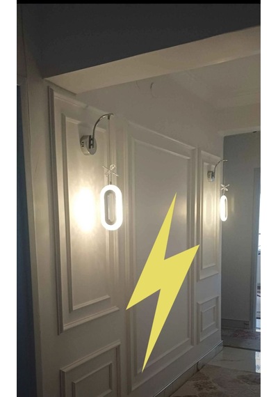 Krom Oval Kelebek Figürlü Elektrikli 3 Renk Aplik Gümüş