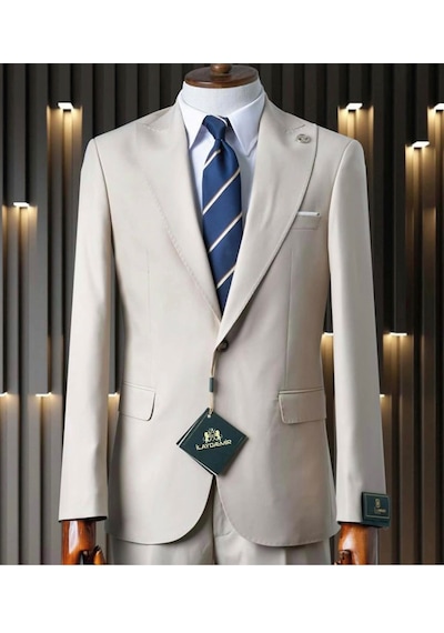 İlayda Emir Slim Fit, Kırlangıç Yaka, 6 Drop, Erkek Takım Elbise Düğün Nişan Damatlık Kombin Koyu Krem İlayda Emir Slim Fit, Kırlangıç Yaka, 6 Drop, Erkek Takım Elbise Düğün Nişan Damatlık Kombin Koyu Krem