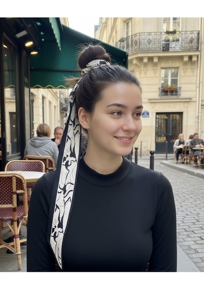Tarzını Seç Mermer Dokunuşu Şeritli Fular Bandana Estascarf 7,5x100cm