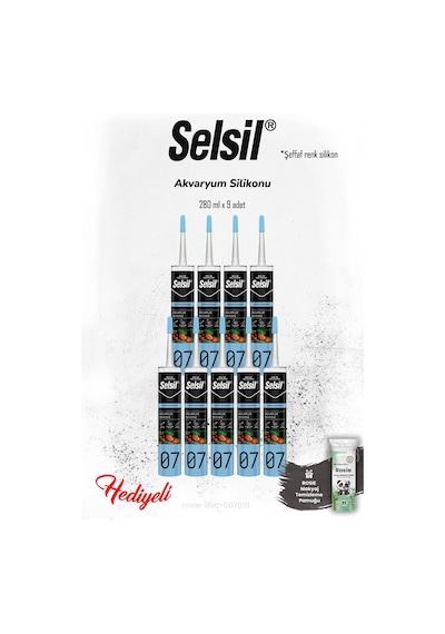 Selsil 9'lu Şeffaf Akvaryum Silikon Ve Rosıe