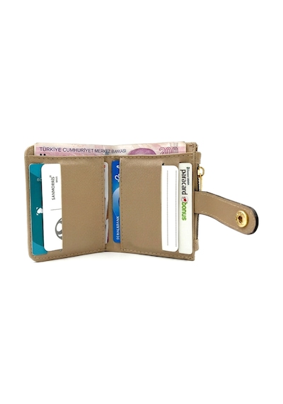 Sanmorris Minimalist Tasarım Çıtçıtlı Kadın Cüzdan Ve Kartlık Kum