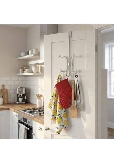 Orret Home 5 Kancalı Tekli Amerikan Kapı Arkası Krom Askılık Kapıya Asılabilir Metal Askı, Kapı Üstü Askılık, Bornoz Havlu Çanta Askısı, Parlak Krom Organizer Krom 50cm