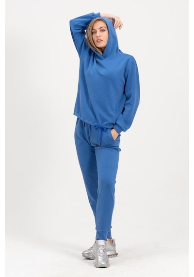 Rich Kadın Kapüşonlu Mavi Sweatshirt Ve Eşofman Takımı Scuba Kumaşı Çok Renkli