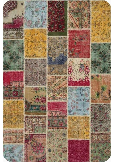 Renkli Patchwork Banyo Halısı Klozet 2'li Paspas Seti Bs293n11 Çok Renkli
