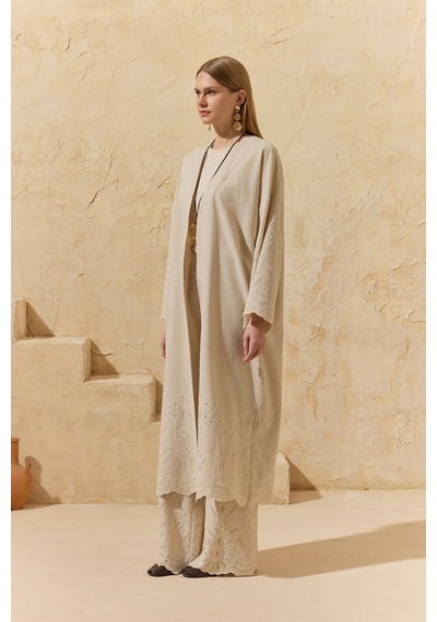 Aker Naturel Brode Detaylı Kimono Naturel Naturel