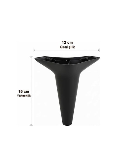 Aspen 15 Cm Siyah 8'li Set Koltuk Baza Dolap Tv Ünitesi Yatak Odası Konsol Ayağı Siyah
