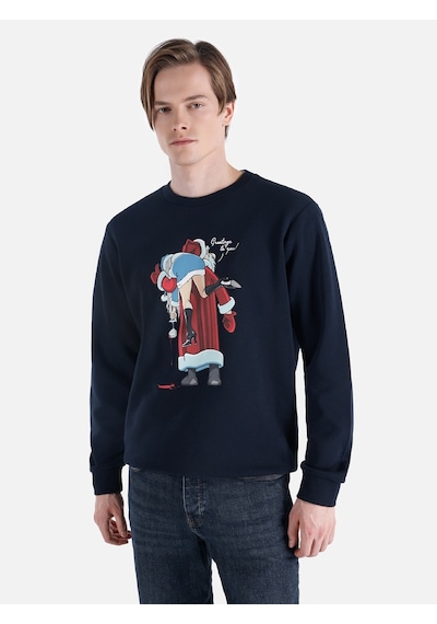 Colin's Colins Regular Fit Baskılı Lacivert Erkek Sweatshirt Cl1061441 Q1.v2 Nav Lacivert