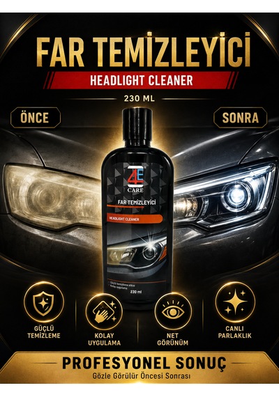 4e Oto Far Temizleyici Ve Parlatıcı Zımparasız Hızlı Uygulama Uv Koruyuculu Sararmış Farlara Son