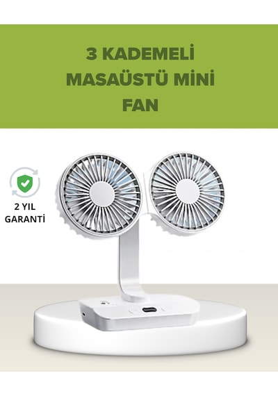 Lvsqvr Çift Kafalı Masaüstü Ve Duvar Tipi Sessiz Usb Şarjlı Fan